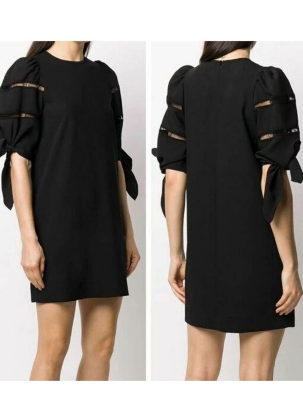 NWT See By Chloe Riverside Tie Sleeve Black Dress